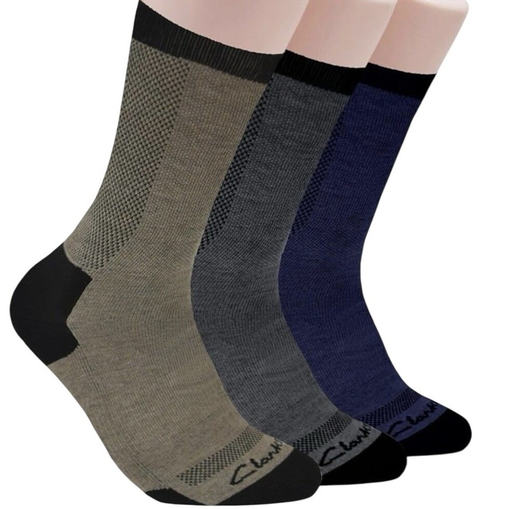 Clarks Men's Half Cushion Air‎ Channel Arch Support Socks 3 Pack, Crew Size L